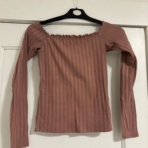 Primark Ribbed Off-Shoulder Blouse - Mauve/Pink